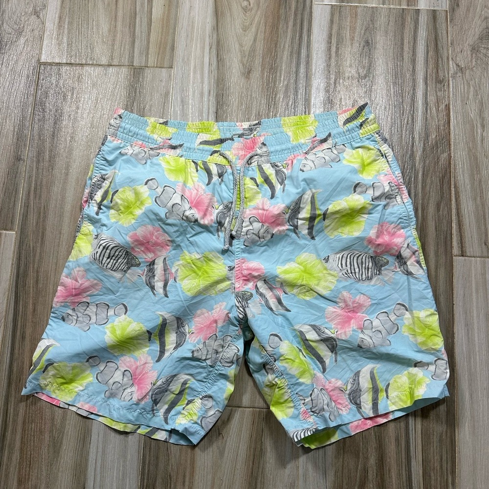 VTG Vilebrequin Swim Shorts Trunks Fish Print Multicolor Size XL Preppy Summer